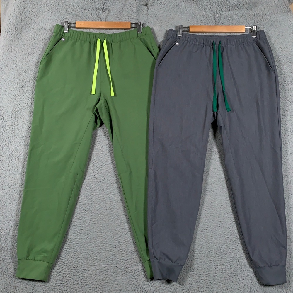 Lot of 2 Figs Tansen Scrub Jogger Pants Mens Medium M Green Grey Technical